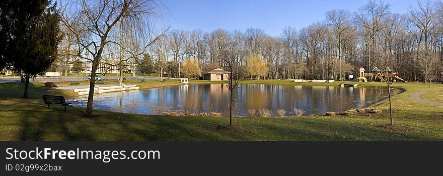 Fall Lake Panorama during the day. Fall Lake Panorama during the day