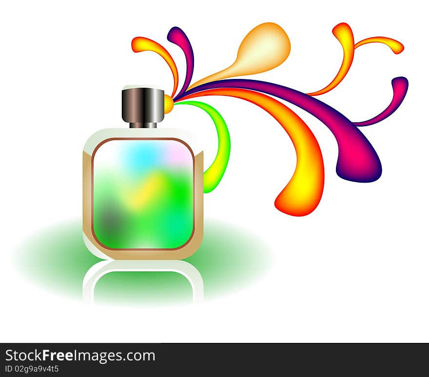 Perfume bottle with some colorful elements