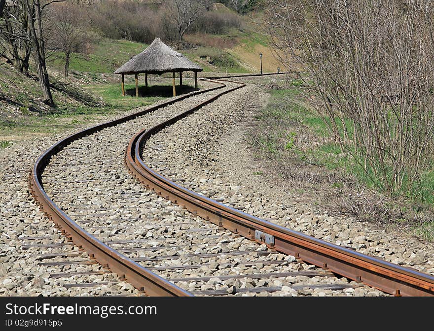 Rural railways and stations in the spring landscape. Rural railways and stations in the spring landscape.