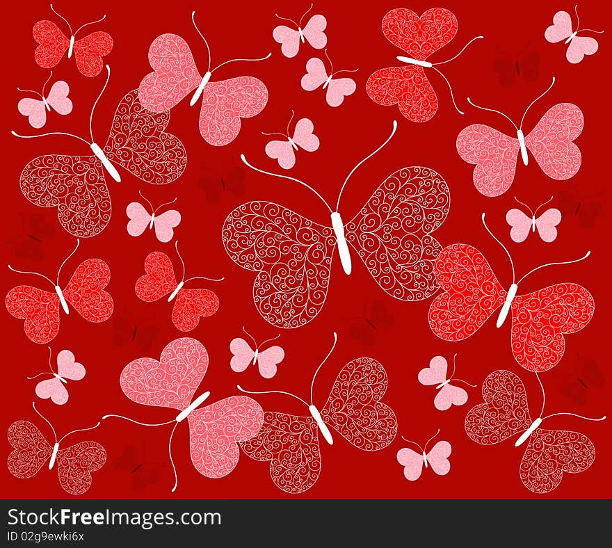 Abstract background with butterflies. Vector Illustration