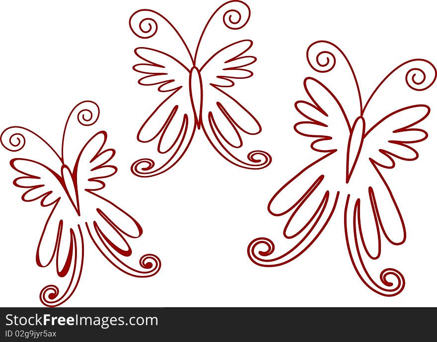 Abstract butterflies with pattern elements flying to air. Abstract butterflies with pattern elements flying to air