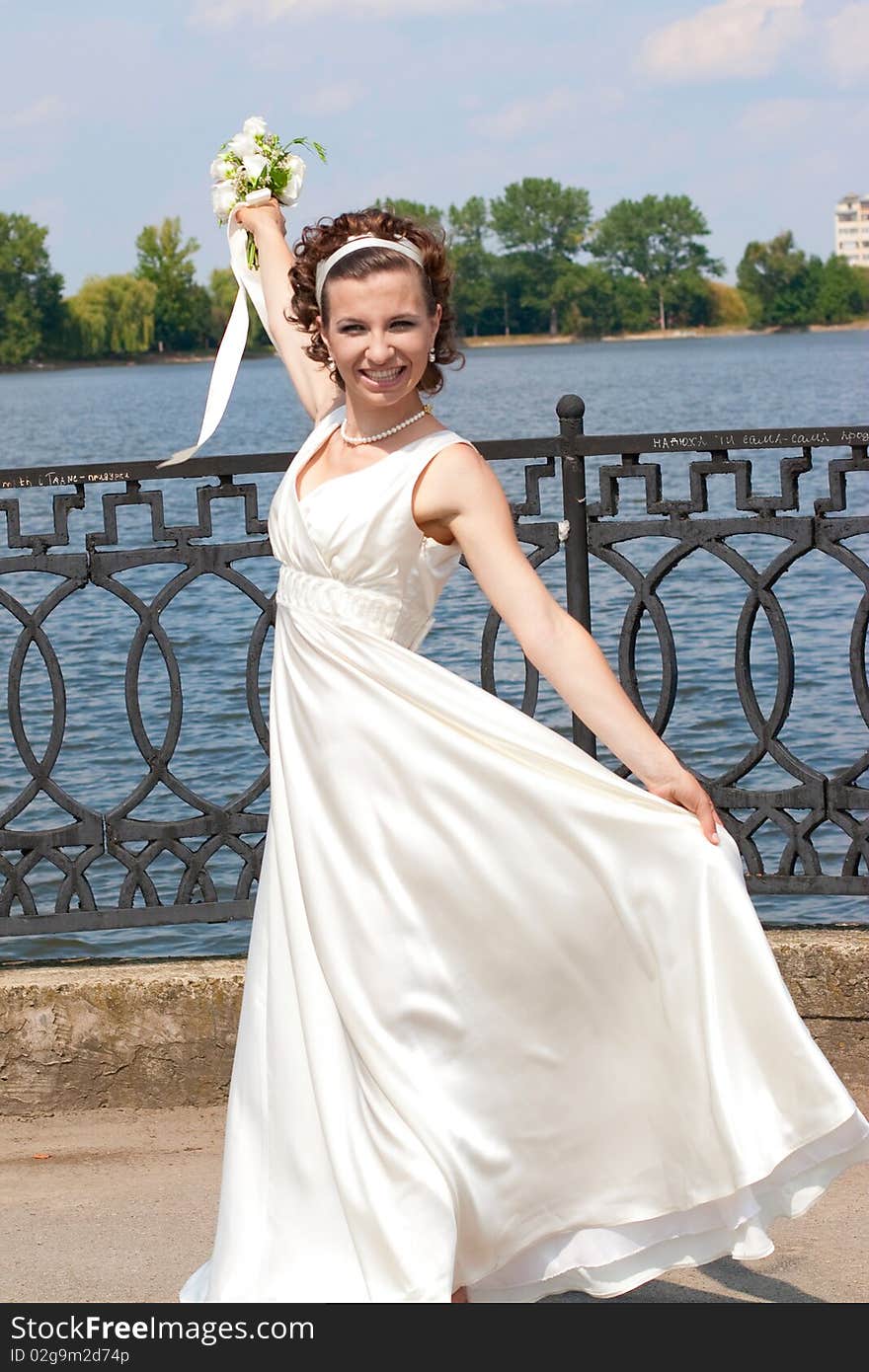 Happy bride on her wedding day