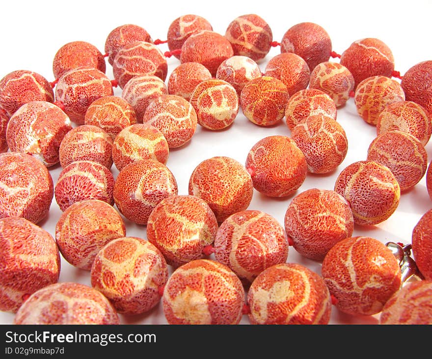 Red coral beads