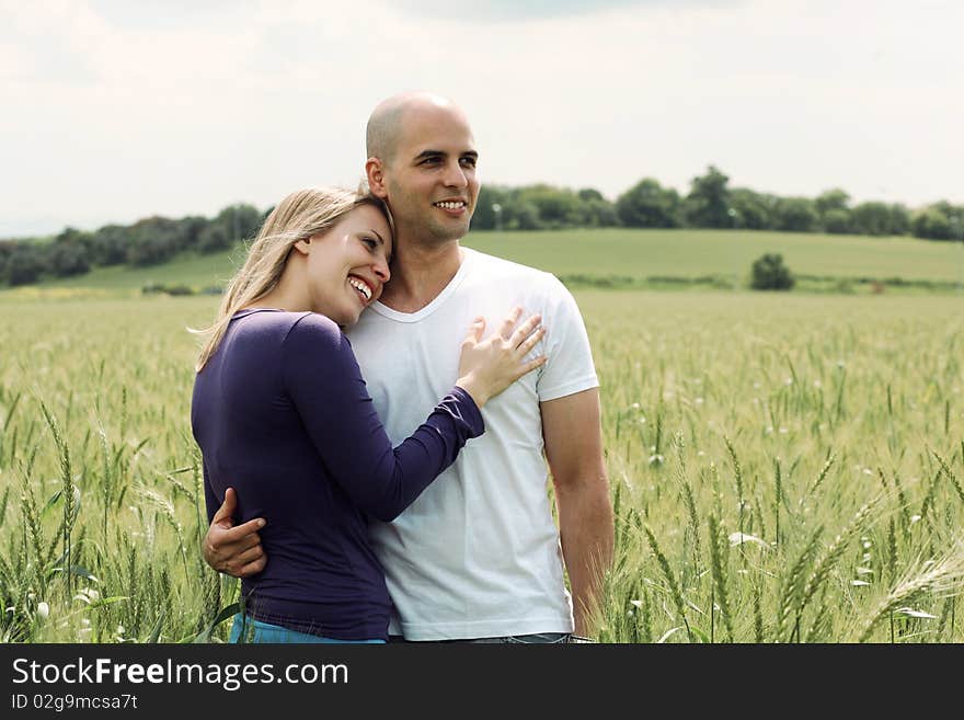 Portrait of happy young couple