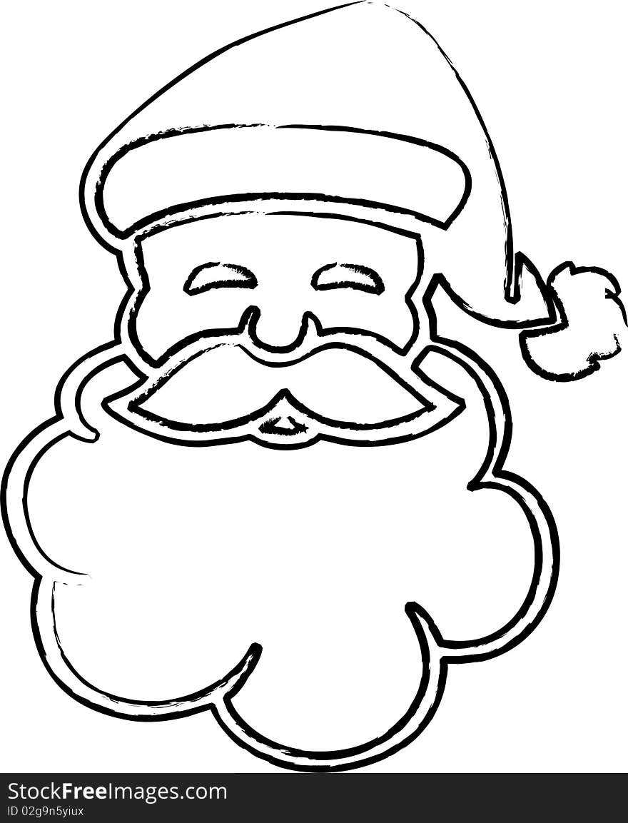 Santa claus face illustration on white background