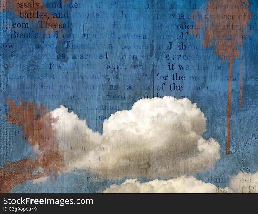 Retro image of cloudy sky. Background - vintage grunge newspaper