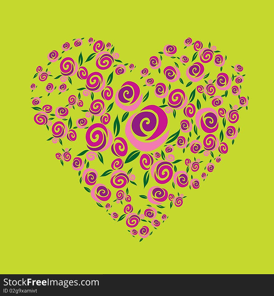 Vector modern colorful background with heart shape from flowers