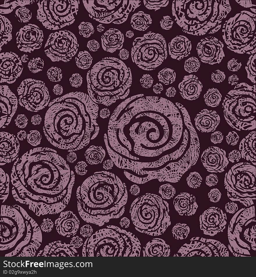 Vector Seamless grunge rose pattern