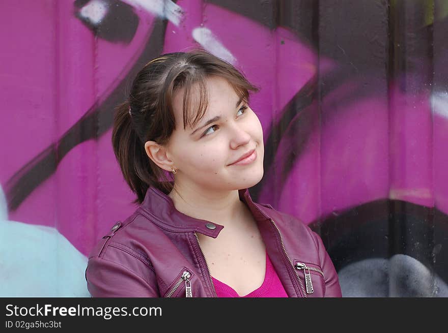 Teen girl and graffiti