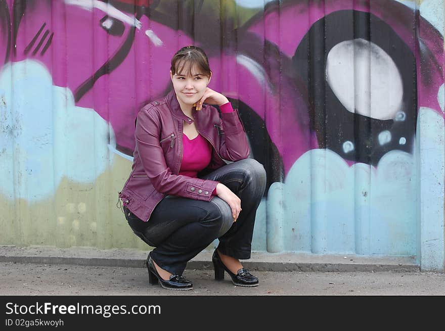 Teen girl and graffiti