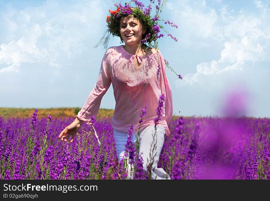 Happy girl on natural background