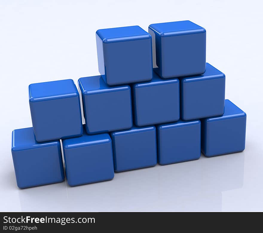 3D blue cubes vizualization rendr