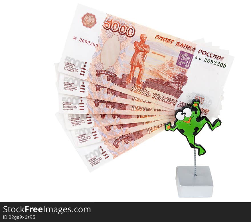 Bills 5000 roubles in stand in the manner of frogs