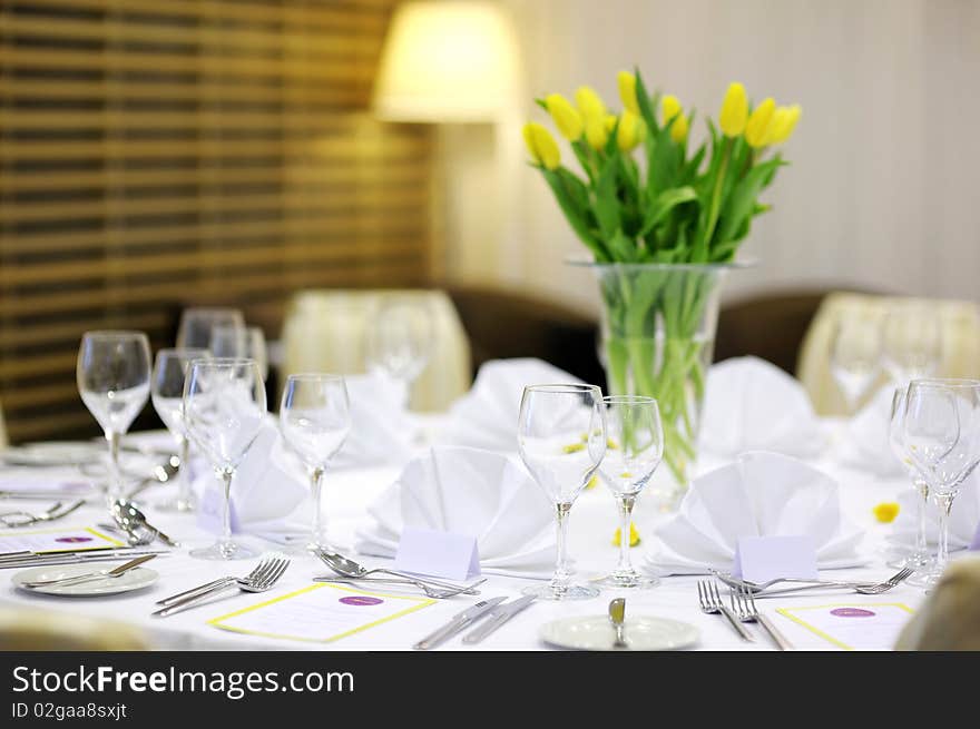 Empty Place Cards On The Festive Table