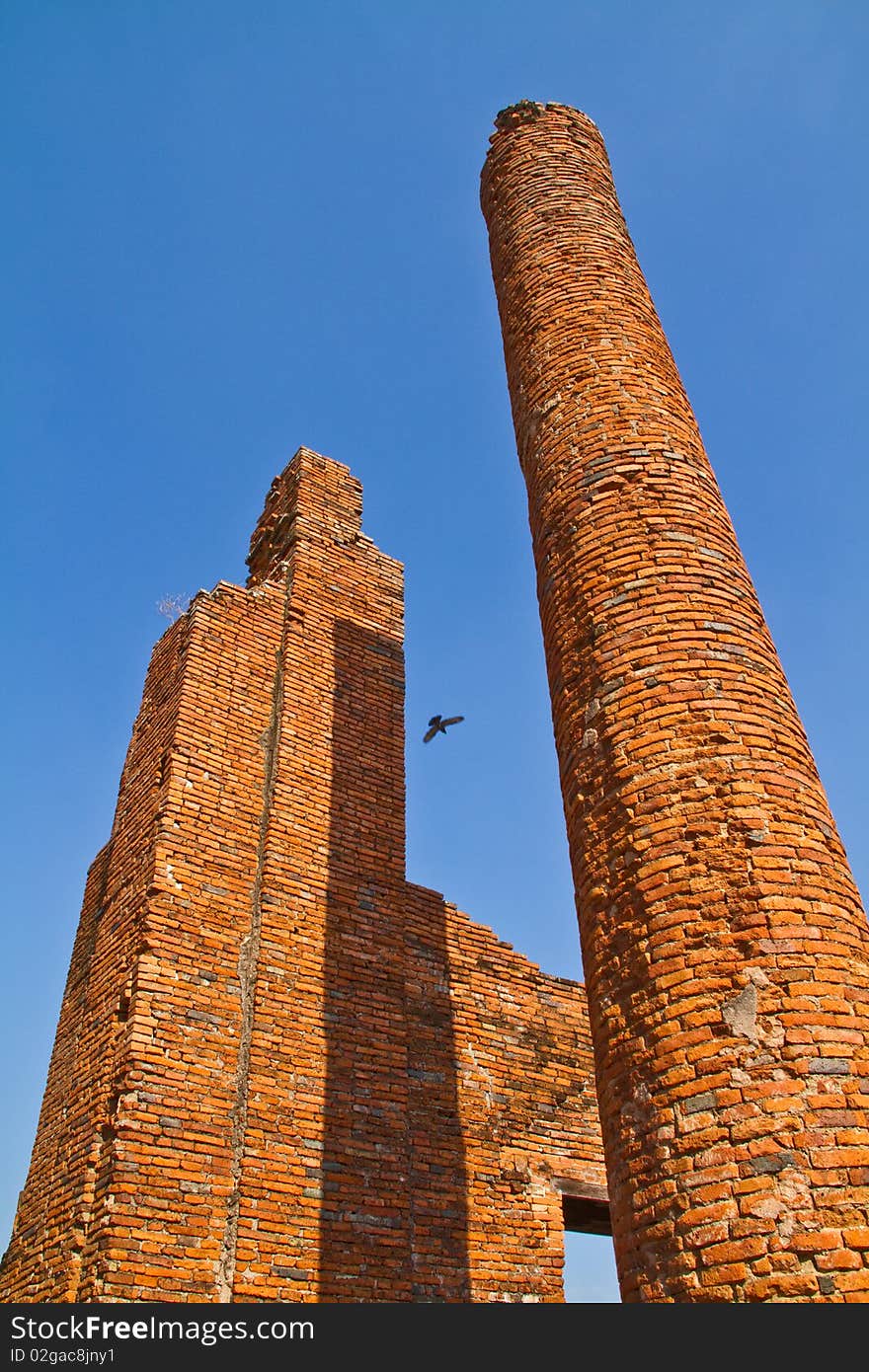 The Ancient Brick Column In Ayutthaya