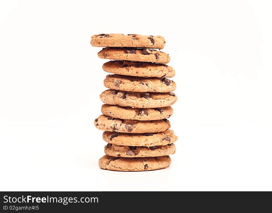 A tower of cookies isolated on white. A tower of cookies isolated on white.