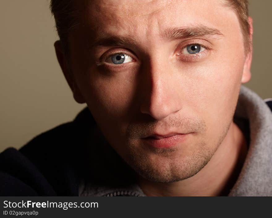 Closeup portrait of young man