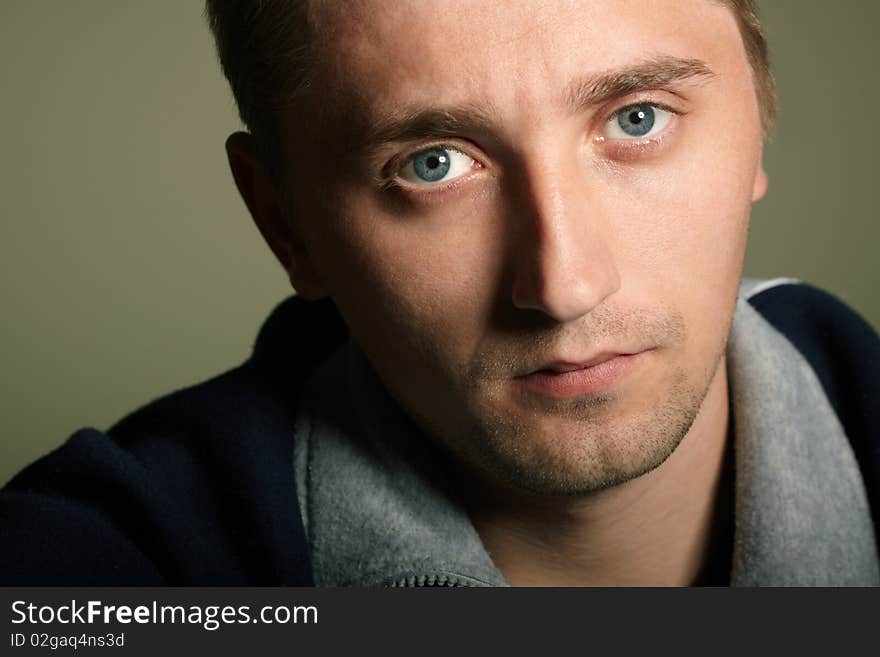 Closeup portrait of young man