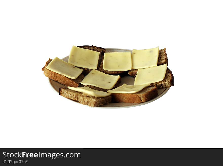 Cheese sandwich on white background isolated