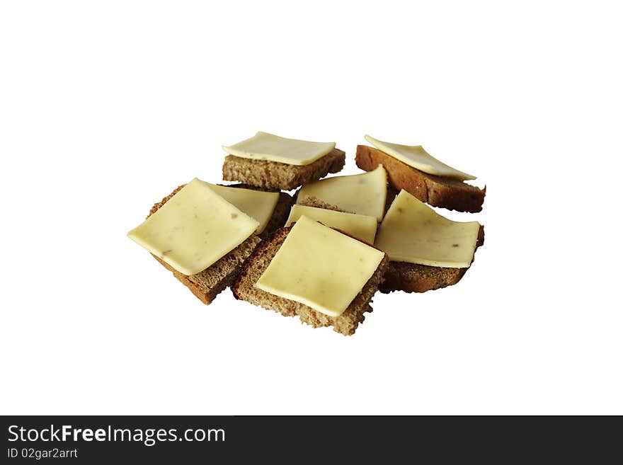 Cheese sandwich on white background