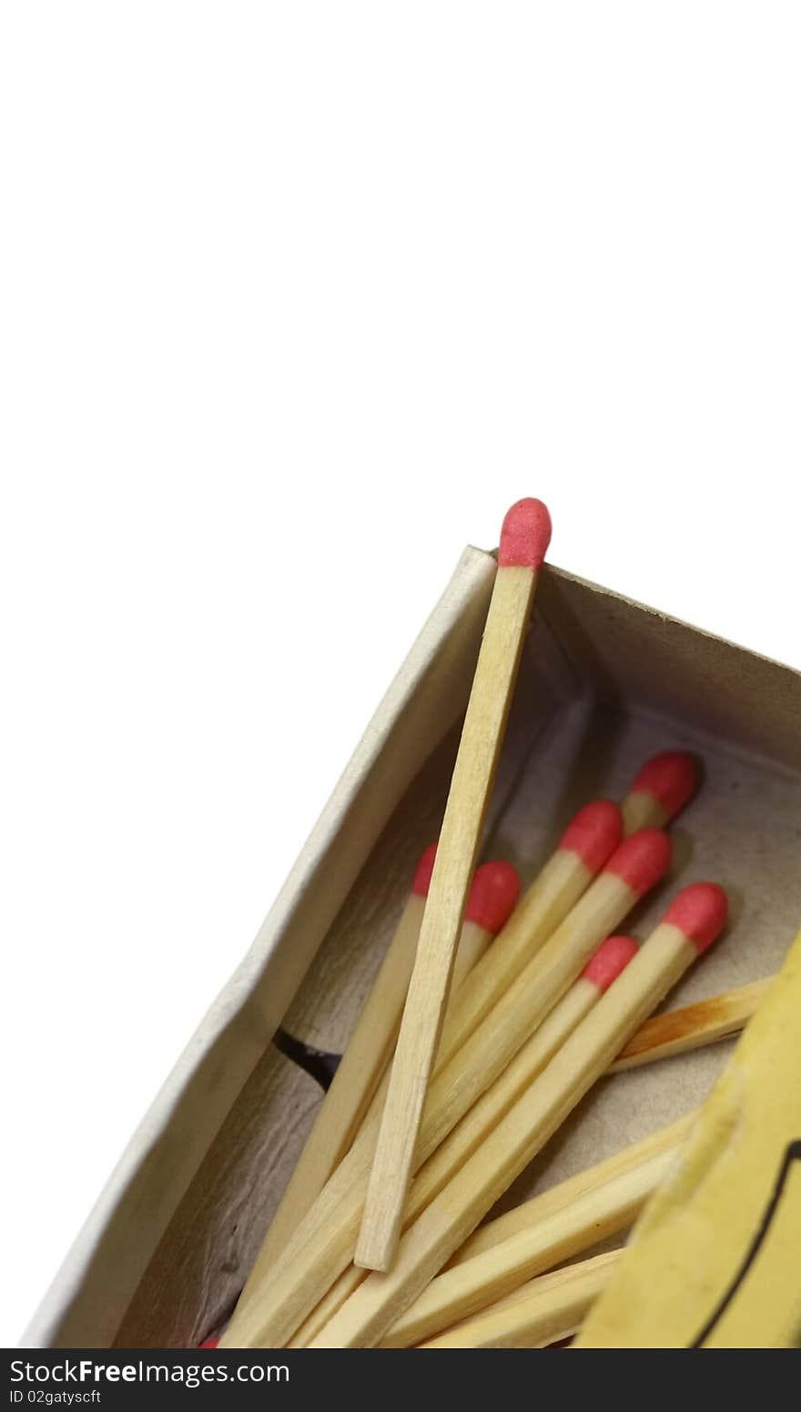 Match sticks in a cardboard box isolated on white