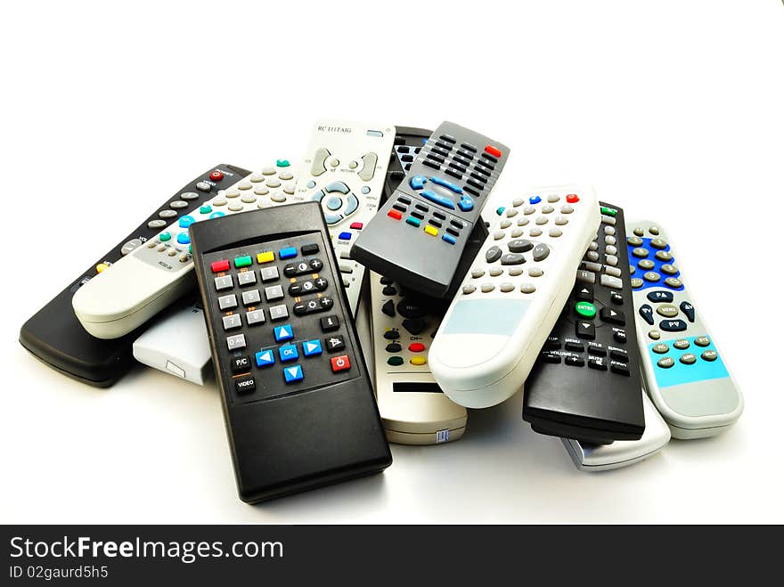 Image of a small group of television panels isolated on a white background. Image of a small group of television panels isolated on a white background