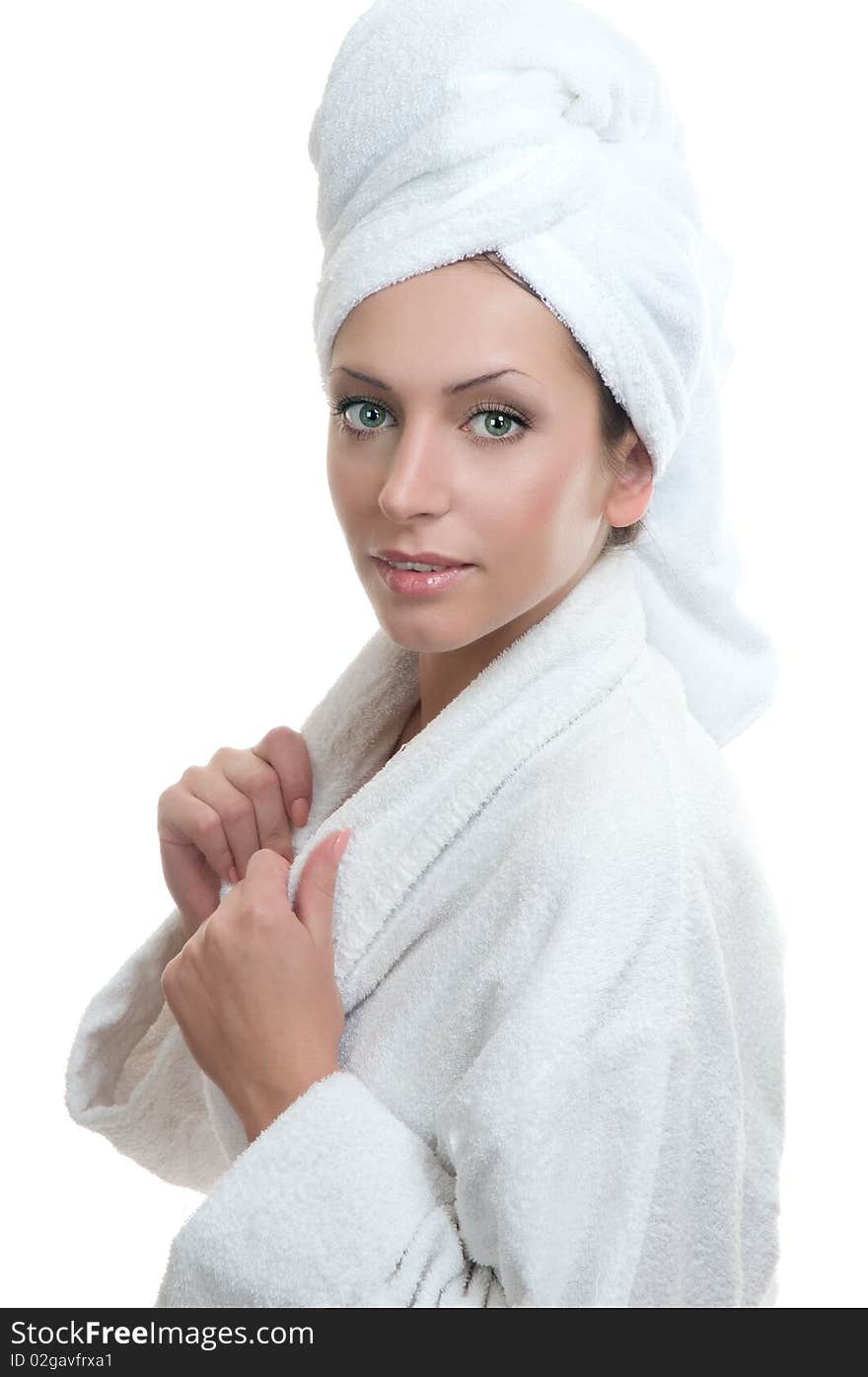 Beauty girl in bathrobe