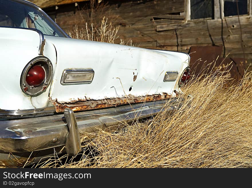 Rear end of an abandoned car