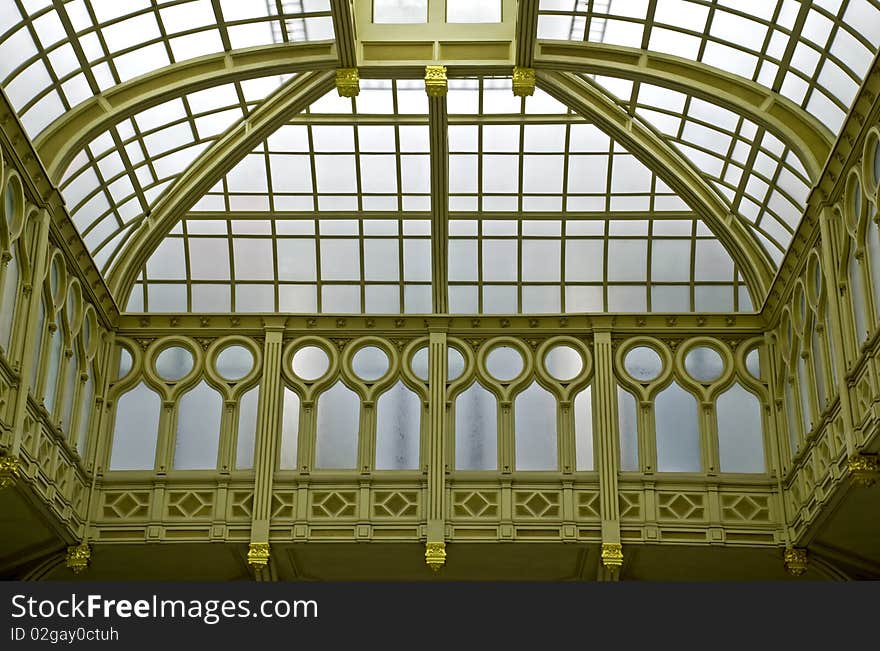 Elaborate metal ceiling in Neo-Renaissance style of the Mexico City Main Post Office