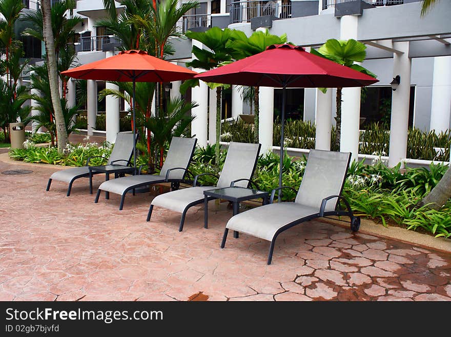 An image showing poolside deckchair for swimmer to relax. An image showing poolside deckchair for swimmer to relax