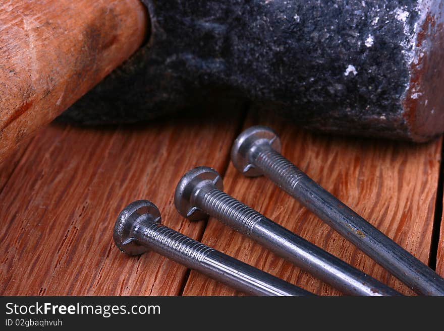 Nails for civil work against wooden boards.