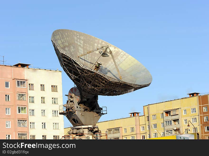 The aerial of radio TV against inhabited quarter