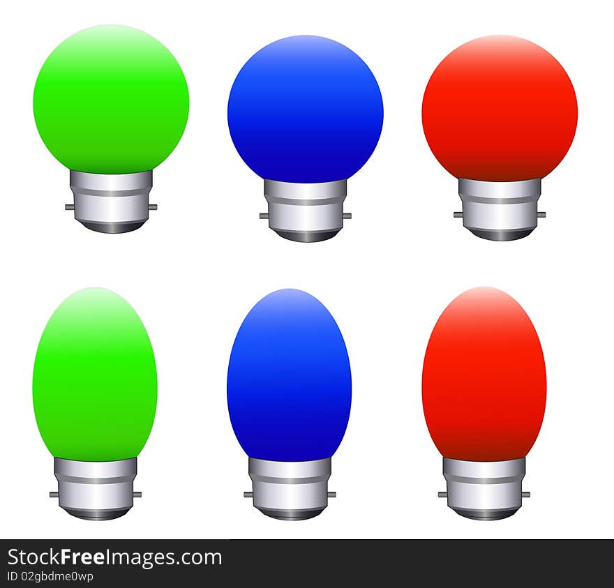 Color bulbs in white background vector