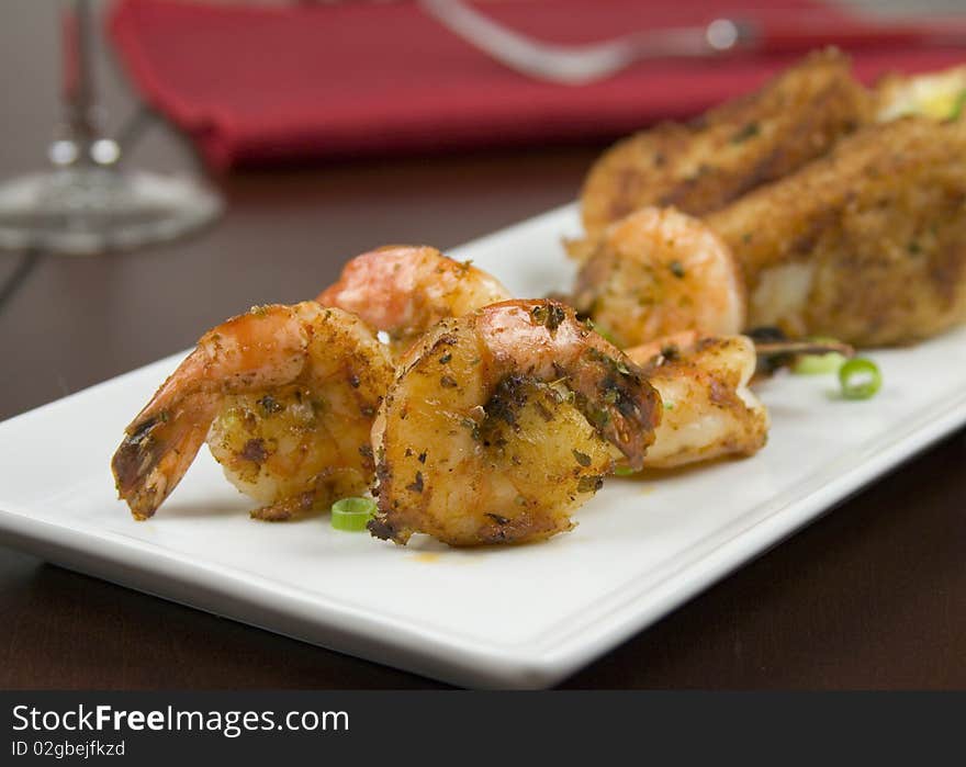 Fried Shrimp on white plate. Fried Shrimp on white plate