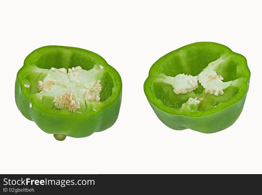 Cut green pepper on the table