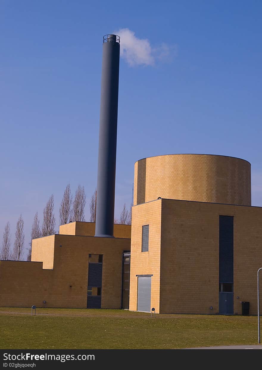 Factory plant building with a chimney modern industry background vertical. Factory plant building with a chimney modern industry background vertical