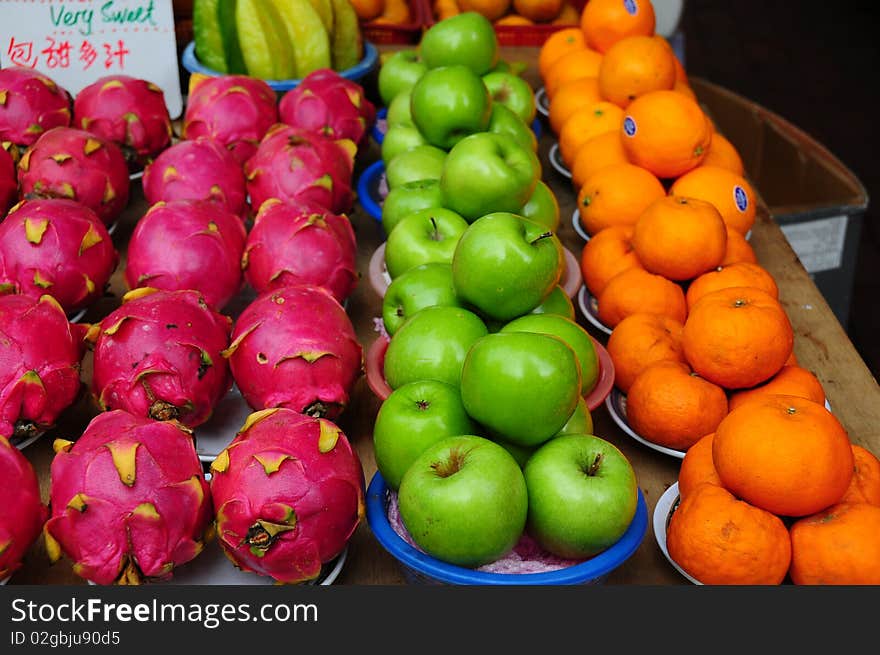 Dragon Fruit, Apple And Oranges