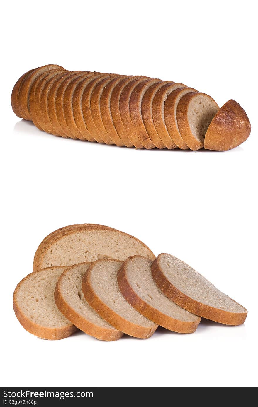 Bread on white background