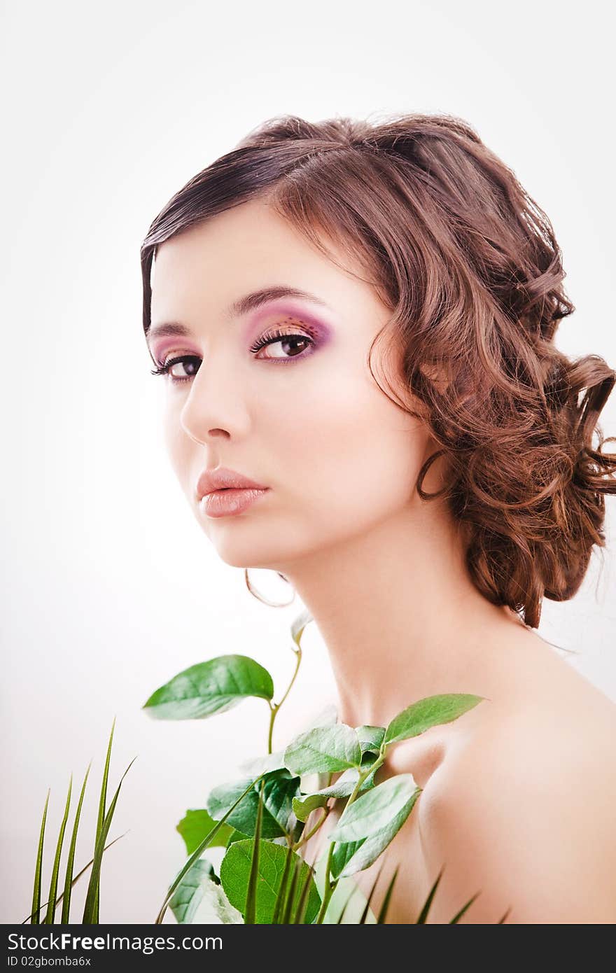 Young pretty girl on white background portrait. Young pretty girl on white background portrait