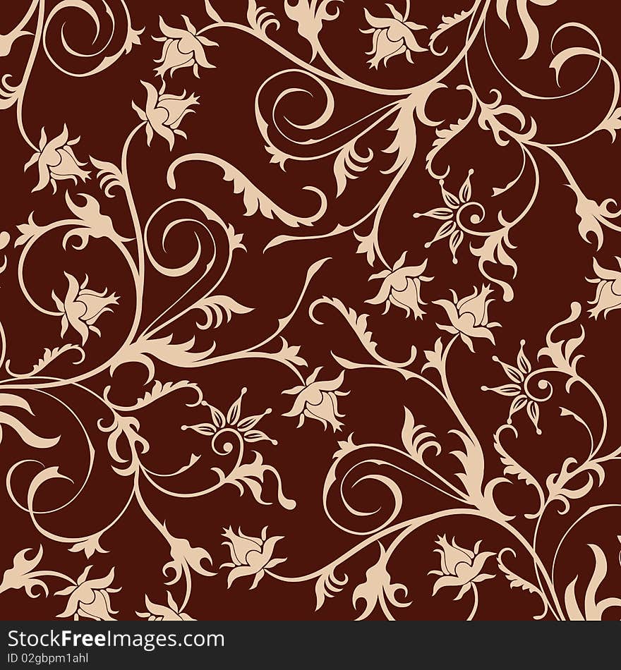 Brown flower seamless pattern