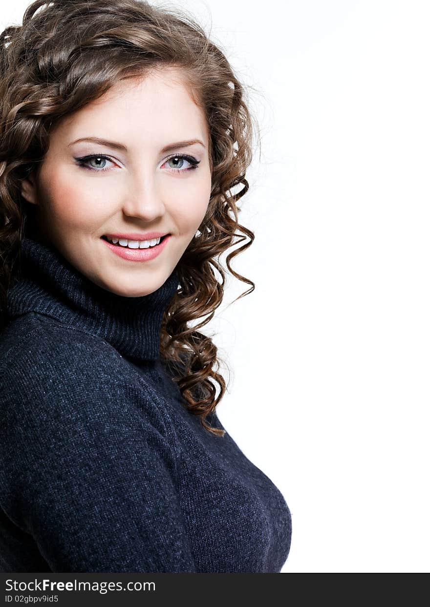 Portrait of happy cheerful beautiful woman in casuals. Portrait of happy cheerful beautiful woman in casuals