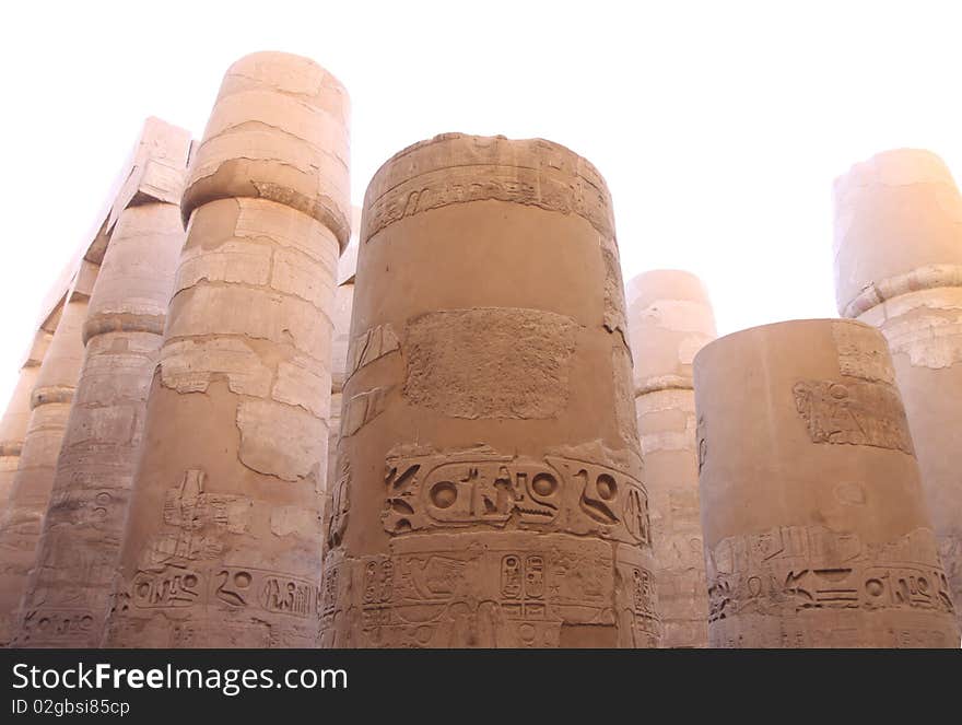 Ancient Stone Columns In Karnak