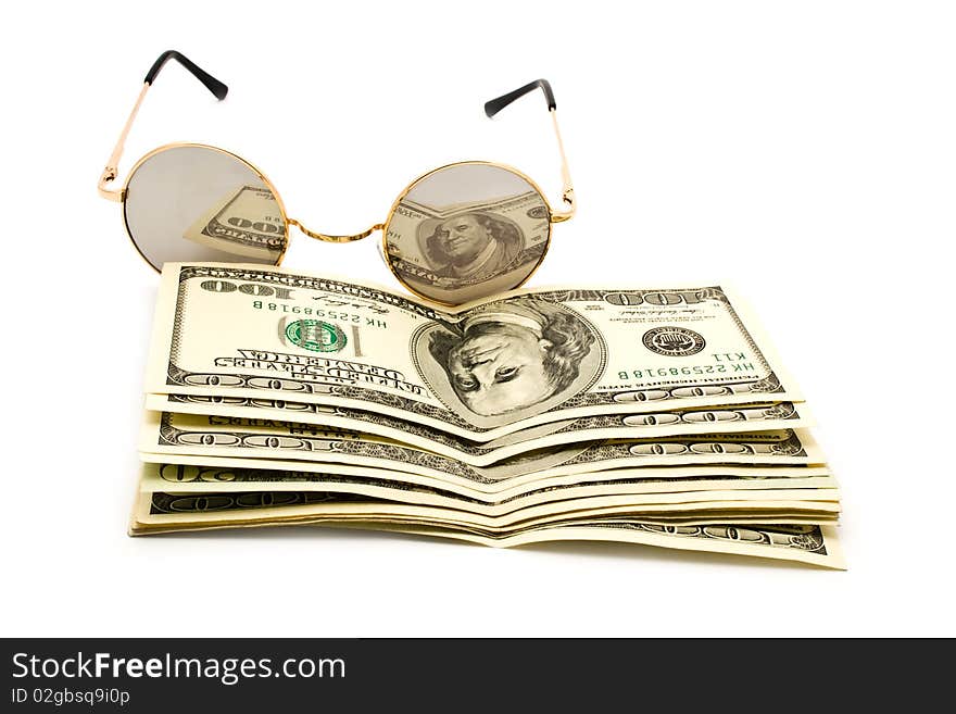 100$ Banknoty And Glasses