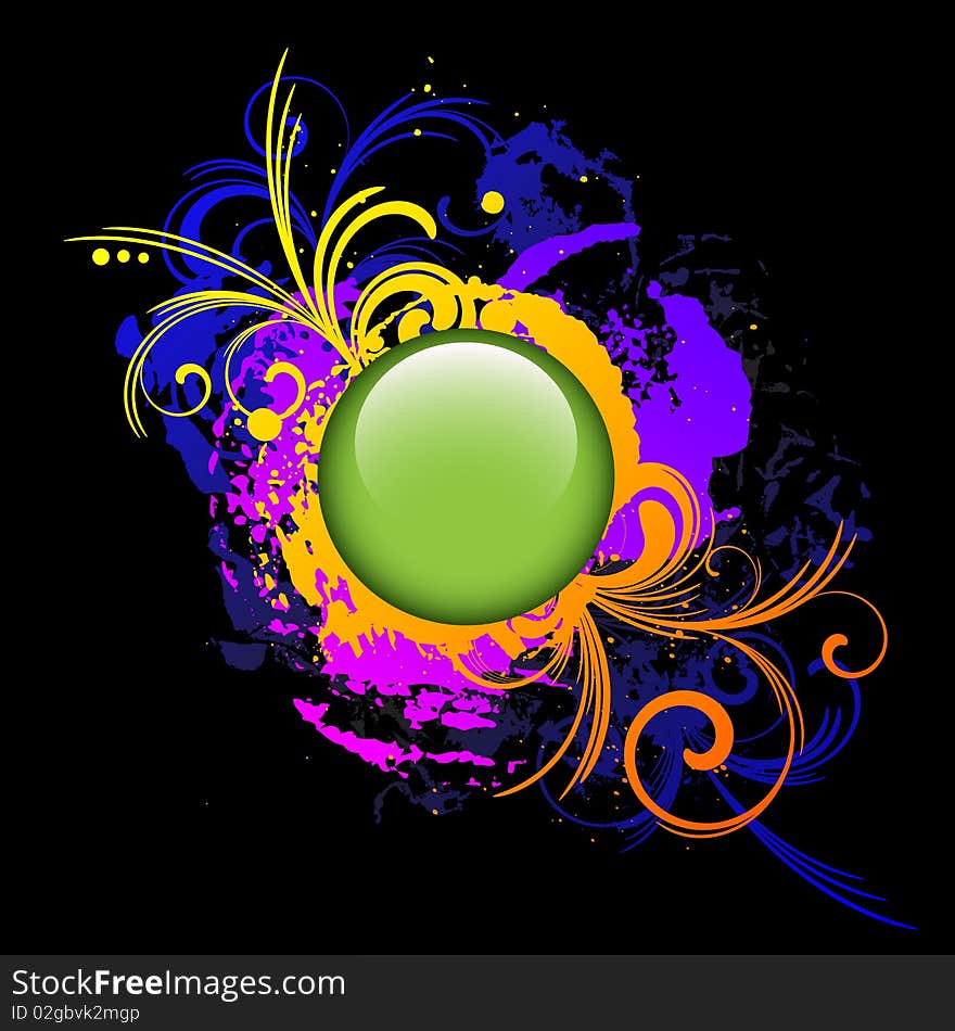 Colorful_grunge_background_and_green_glossy_button