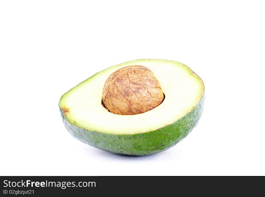 Closed-up cutted avocado  isolated on white