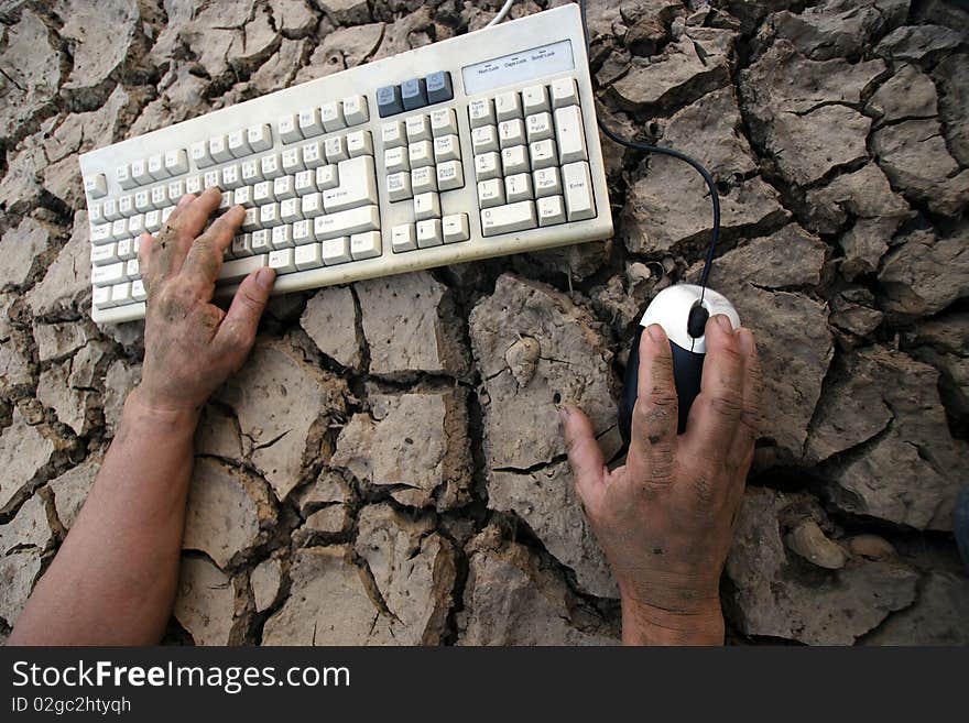 Hand on keyboard drought