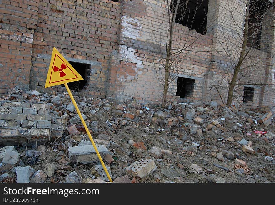 Near Chernobyl area. Modern ruins. Ukraine. Kiev region. Near Chernobyl area. Modern ruins. Ukraine. Kiev region