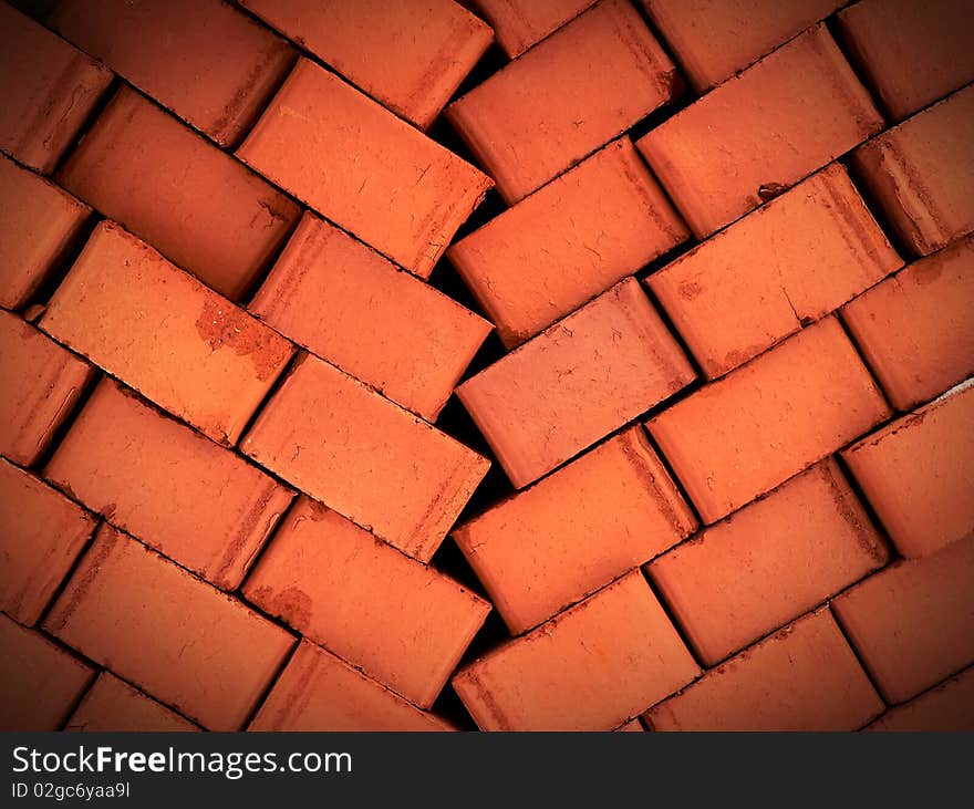 The pile of brick closeup.