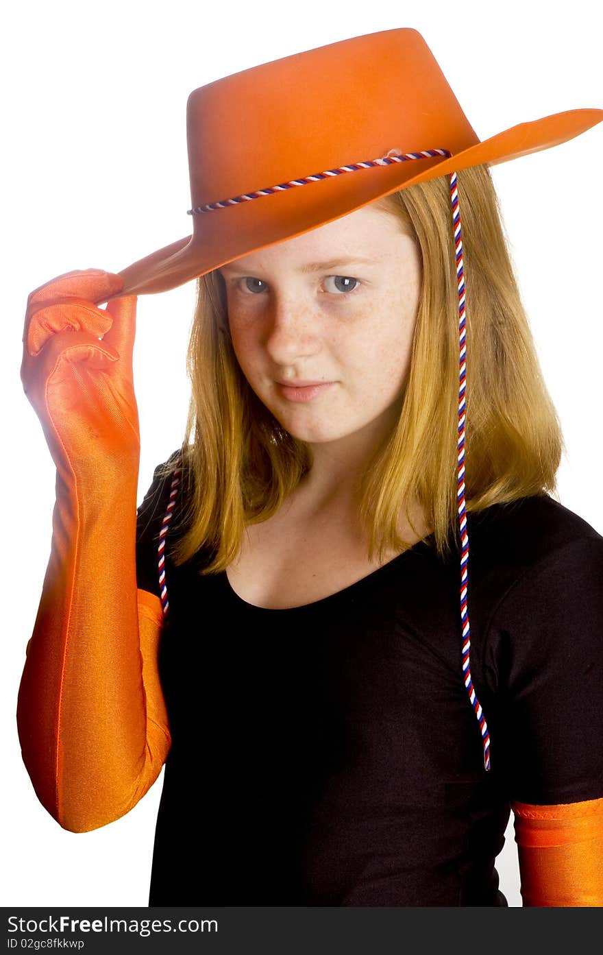 Little girl ready to celebrate queensday