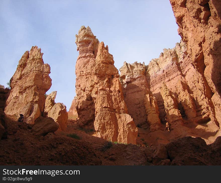 View up from the Bryce canyon